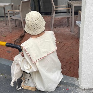 zhang赤い小花のセーラーカラーシャツ