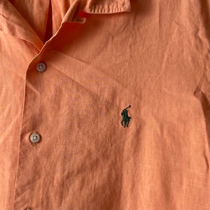 vintage POLO by RALPH LAUREN salmon open collar linen × silk shirt