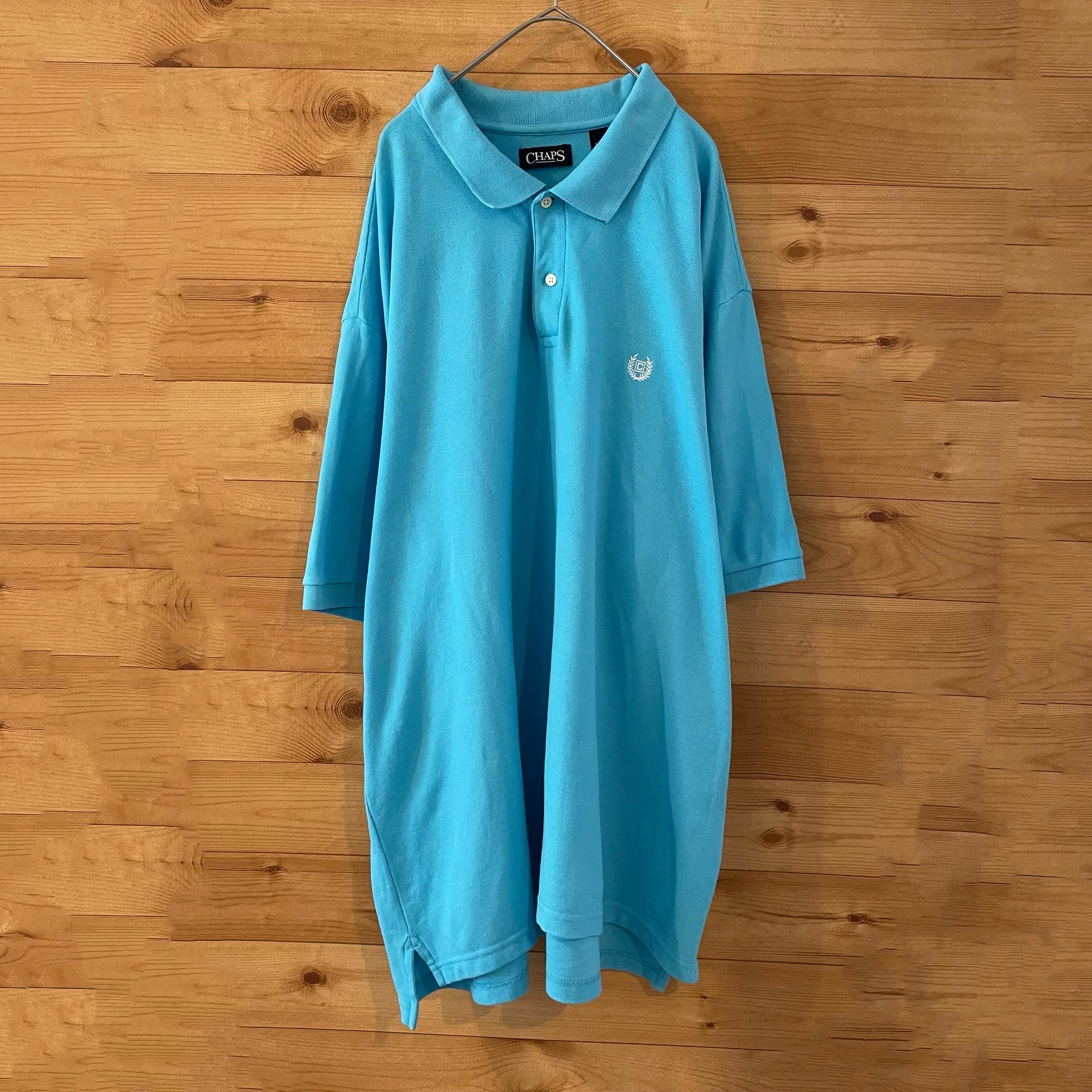 CHAPSビッグサイズ ポロシャツ 3XB 刺繍ロゴ ライトブルー