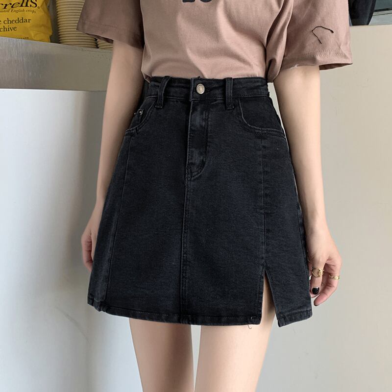 ブラックスカート サマーショートAラインハイウェストウェスト 夏物 スーパーモール5786598477