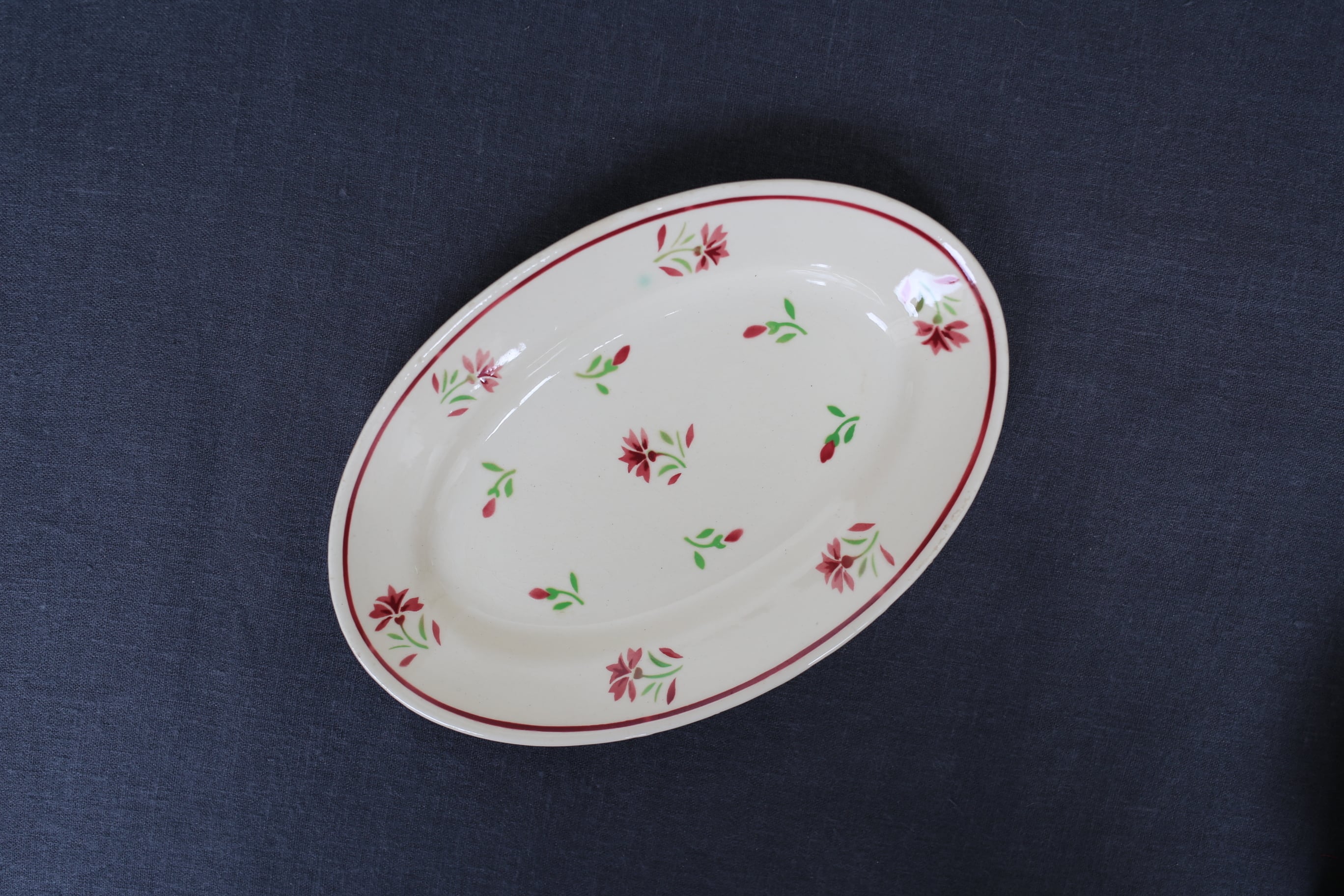 フランスアンティーク　Badonviller オーバル皿 フランス アンティーク ヴィンテージ Badonviller