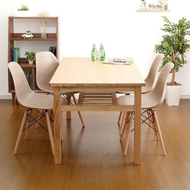 ダイニング5点セット テーブル+チェア4脚 ナチュラルロータイプ 木製アッシュ材