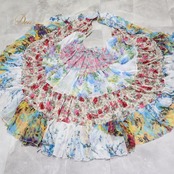 ベリーダンス 衣装 Garam garam ガラムガラム ジプシースカート 25ヤード ジプシースタイル ホワイト系 カラフル 花 花柄 総柄 かわいい 白 黄 青 紫 華やか 薄い 軽い ティアード スカート ピンク系 ブルー系 パープル系 イエロー系