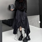 Asymmetrical Drawstring Midi Skirt (ME218)
