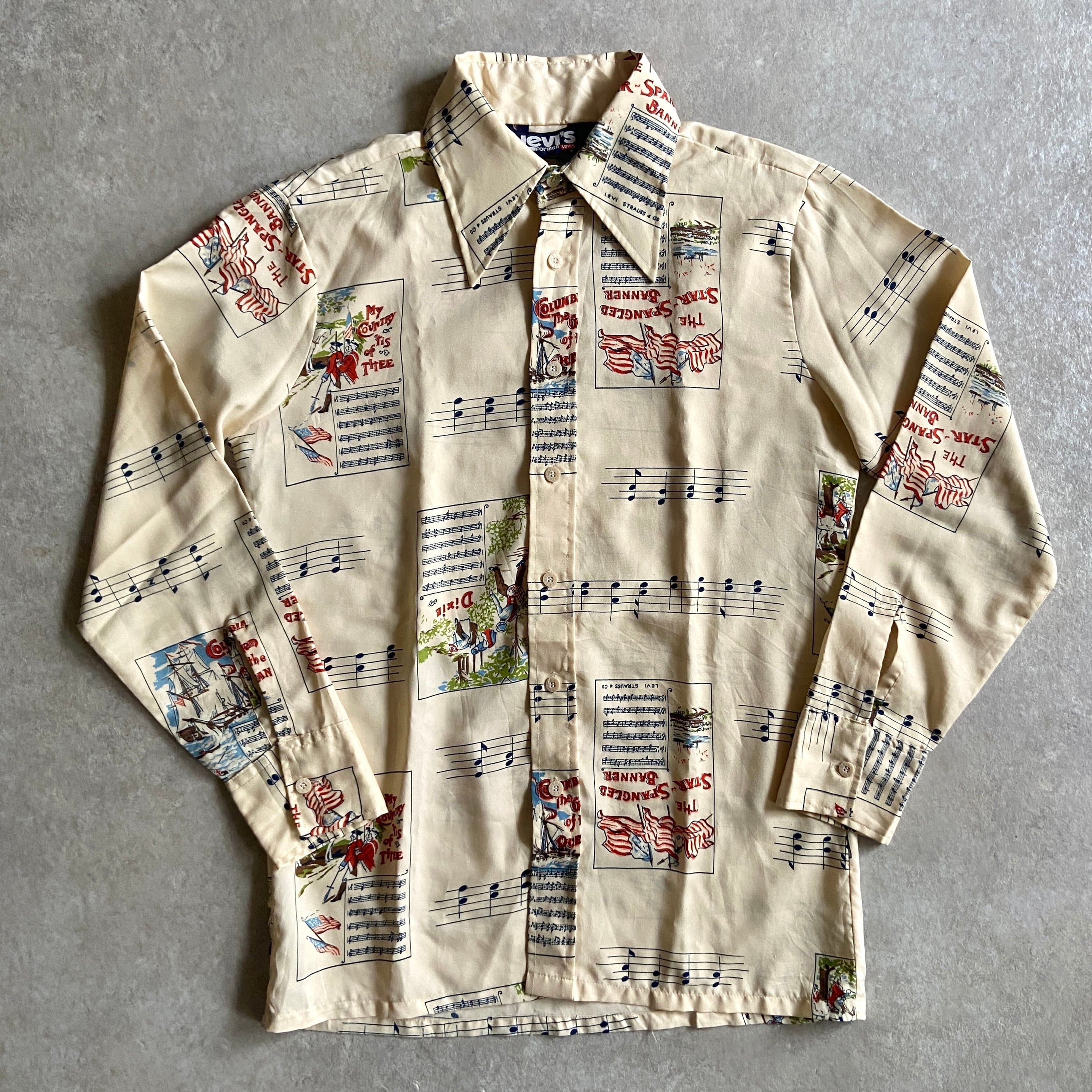 1970s Levi's L/S 柄シャツ L Made in USA G925 | ROGER'S used