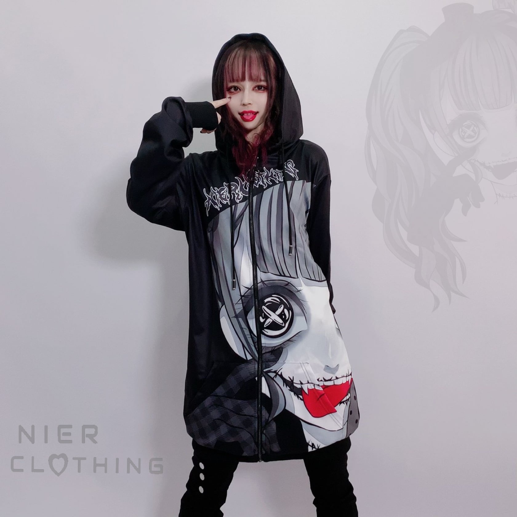 【美品】NieR CLOTHING 擬人化 ジップアップビッグパーカー