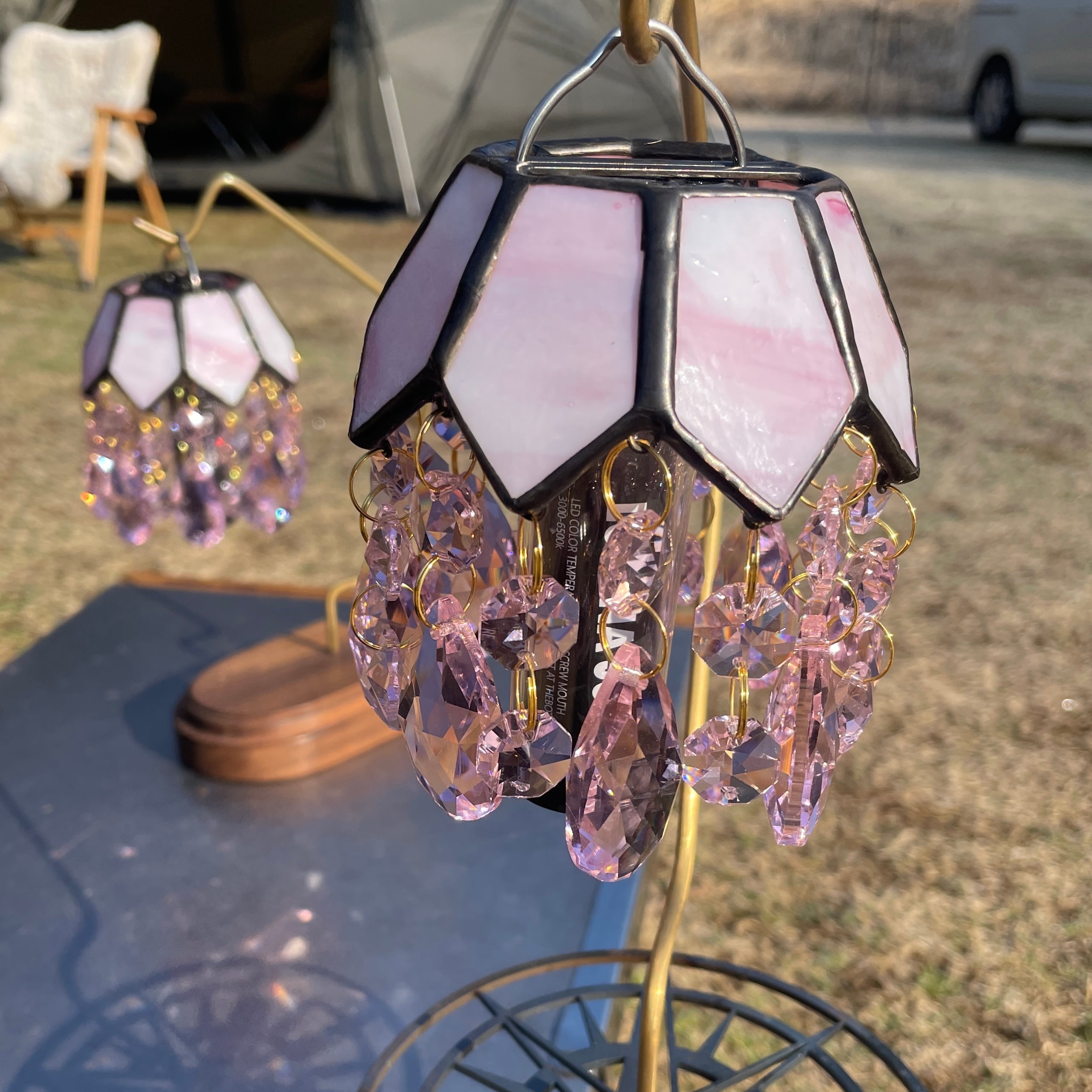 ステンドグラスランタンシェード　ルミナグロウ(ブラック2) ステンドグラスランタンシェード ルミナグロウ(オールブラック2