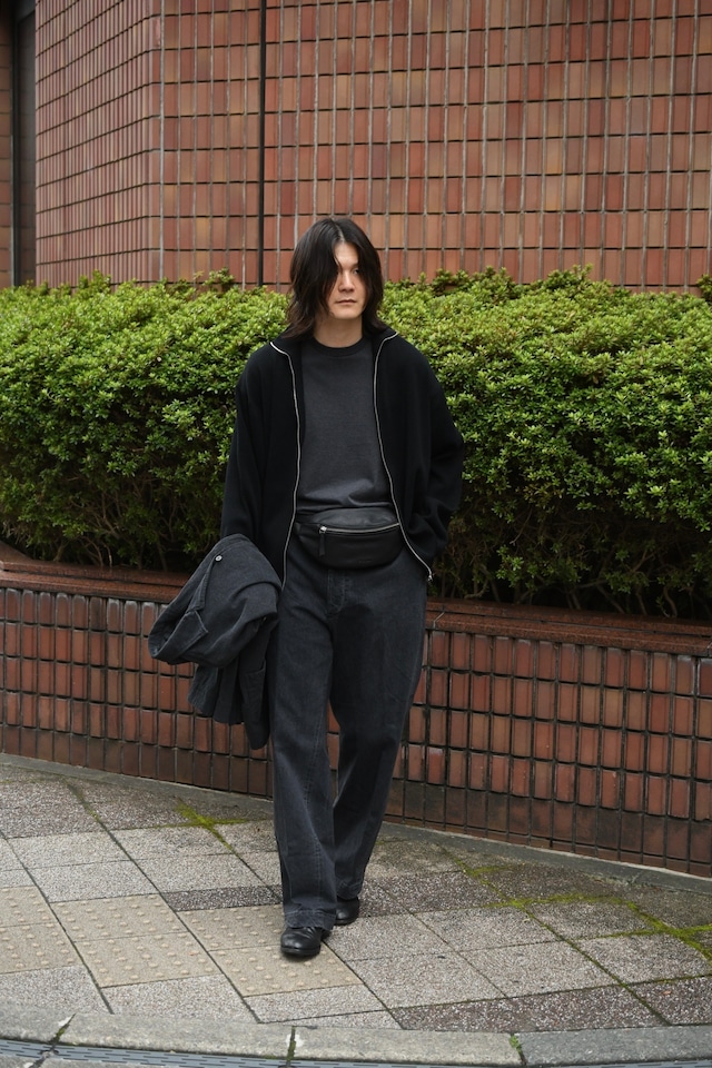 BATONER / HARD TWIST WOOL RIB DRIVERS KNIT (Black)