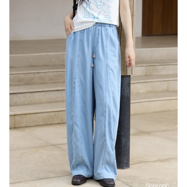 wide leg drawstring pants