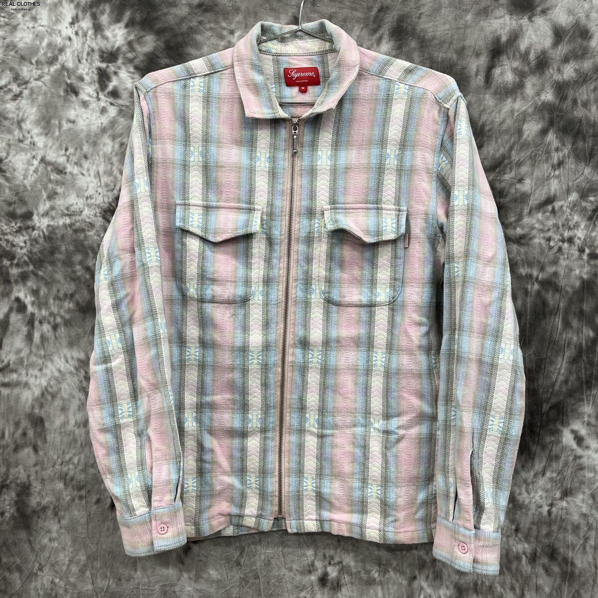 SUPREME シュプリーム 17AW Plaid Flannel Zip Up Shirt プレイドフランネルジップアップシャツ チェックシャツ ピンク