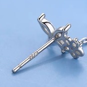 かわいい 蝶々 パープル フラワー シルバー イヤリング