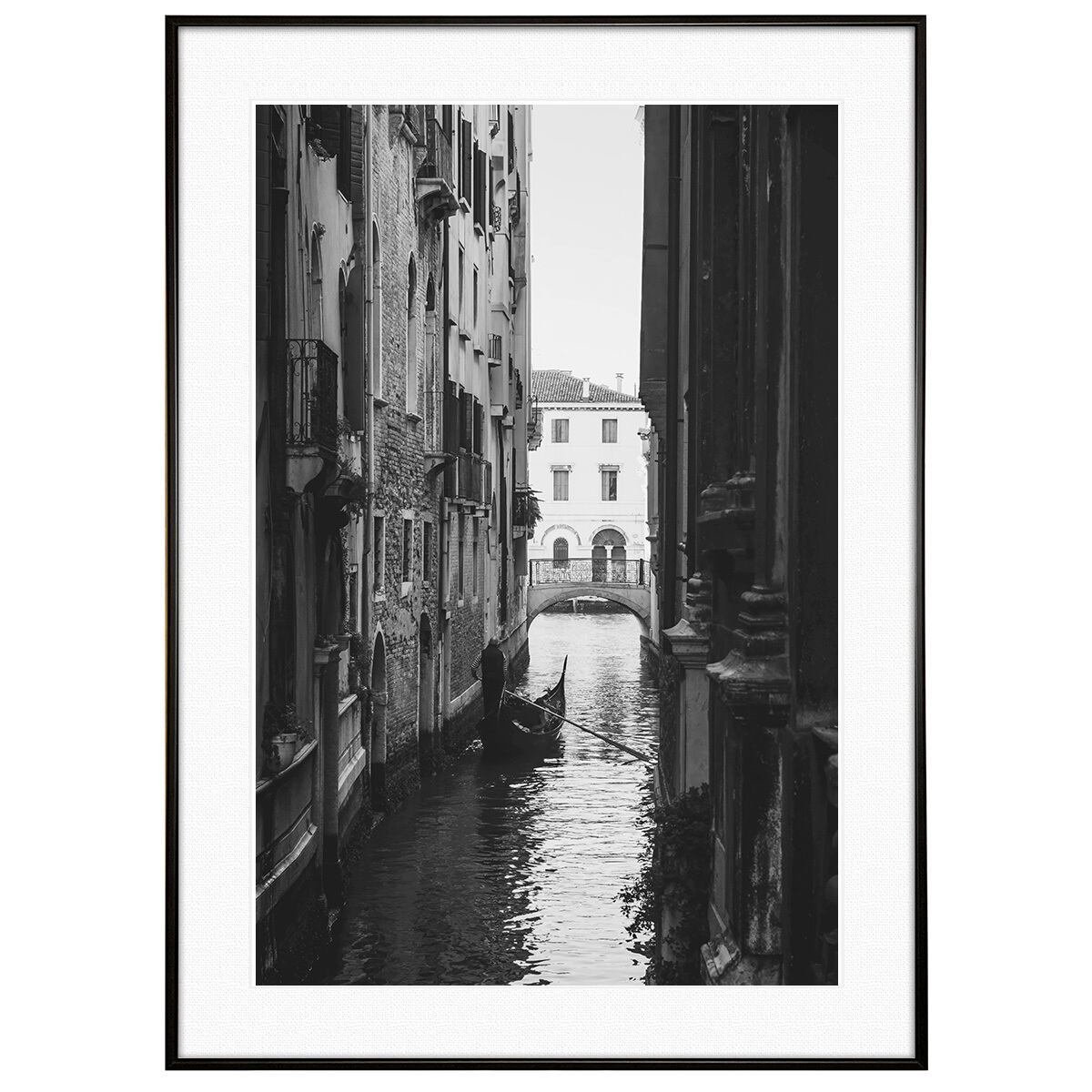 イタリア写真 ヴェネツィア運河 インテリア モノクロアートポスター額装 AS4215