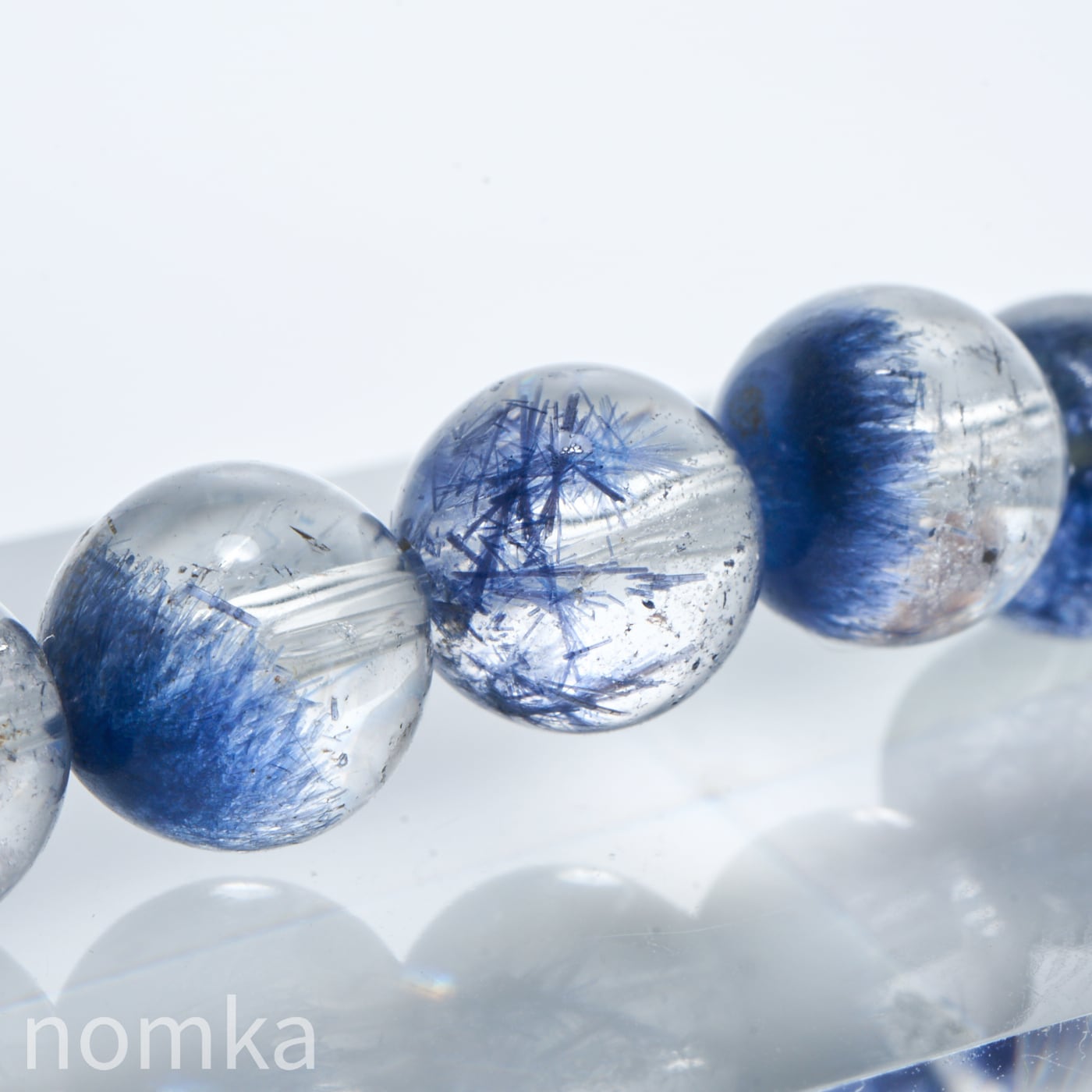 【ハイグレード】デュモルチェライトインクォーツ(7.5mm / ブラジル産) 一連ブレスレット nbra-00