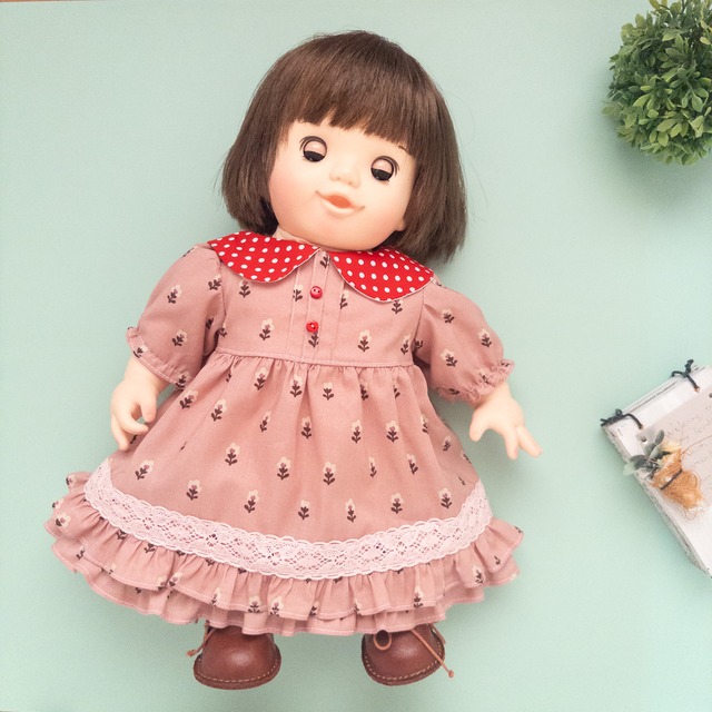 2段フリルワンピース(ピンク赤水玉)ぽぽちゃん