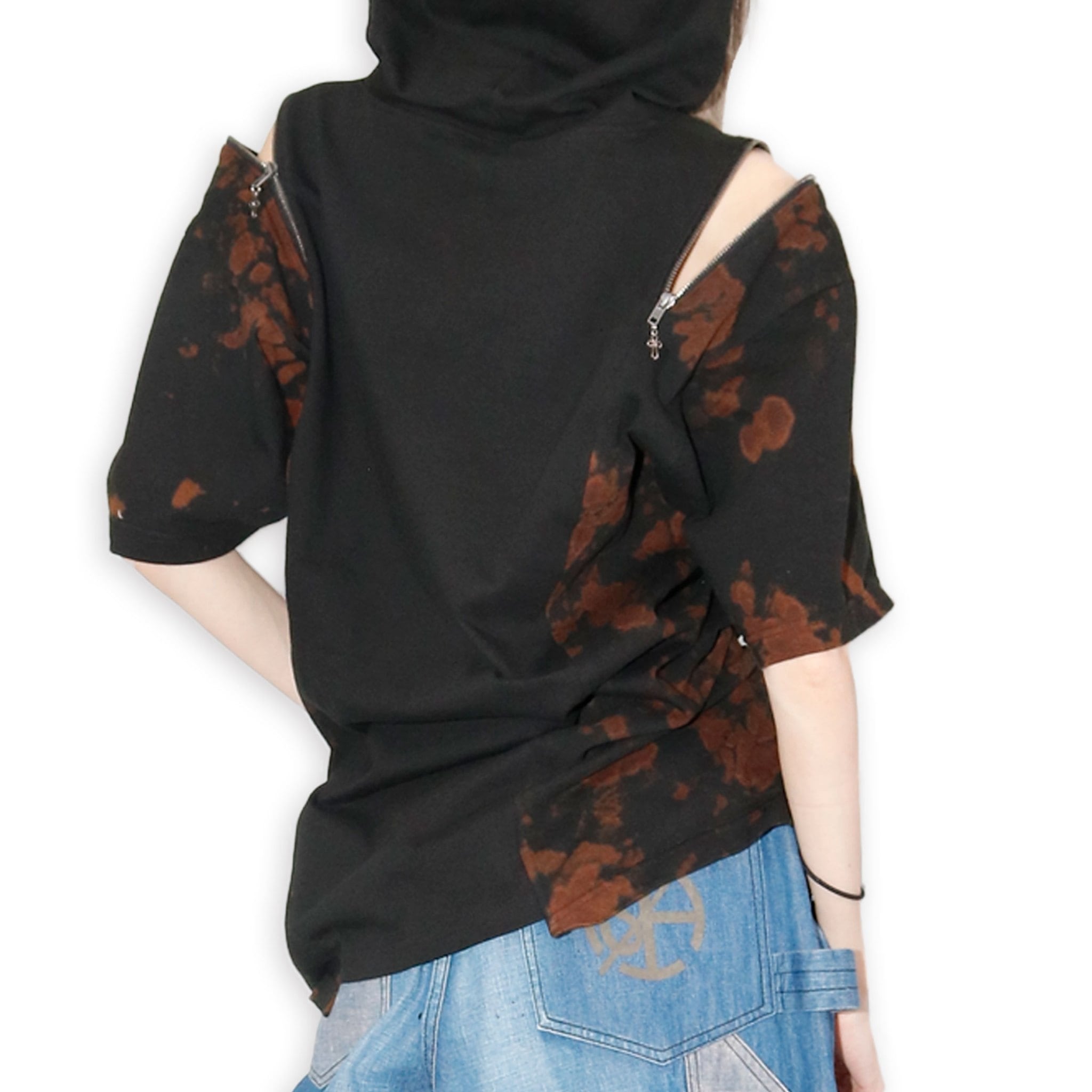 Shoulder zip hoodie T-Shirt(Half) | Desoro Works