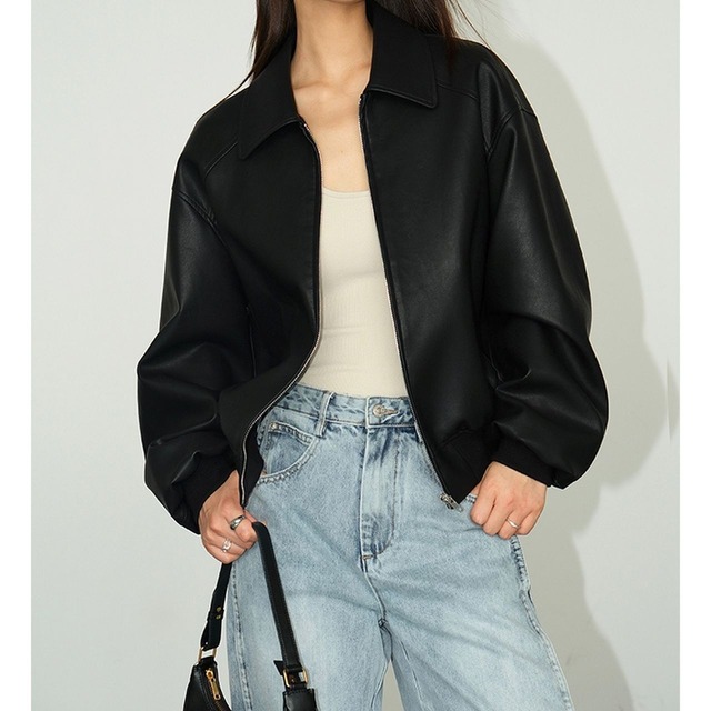 PU Leather Zipper Jacket 124454