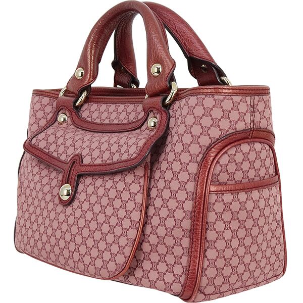 セリーヌ CELINE マカダムピンクキャンバス レザートートバッグ Vintage CELINE セリーヌ ハンドバッグ ブギーバッグ マカダム