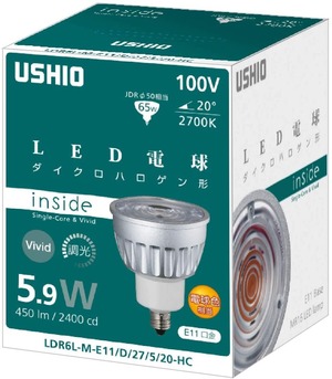 【温かみのある照明】【中角20度】USHIO INSIDEシリーズ　LED電球ダイクロハロゲン形　LDR6LME11D/27/5/20-HC