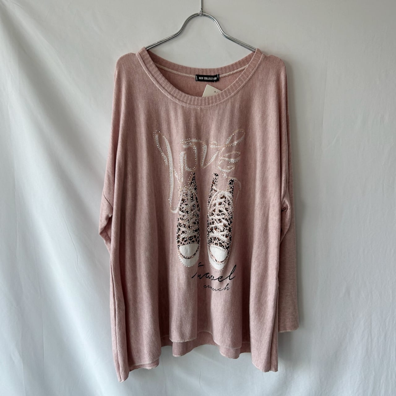 ビジュスニーカーデザイン ゆったりシルエットニットトップス