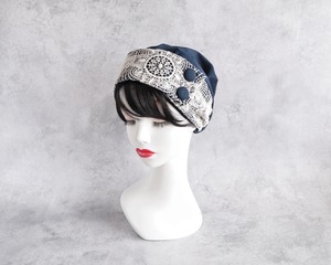 サッシュベルト｜Antique Lace Ecru × Navy｜前髪ウィッグ付き