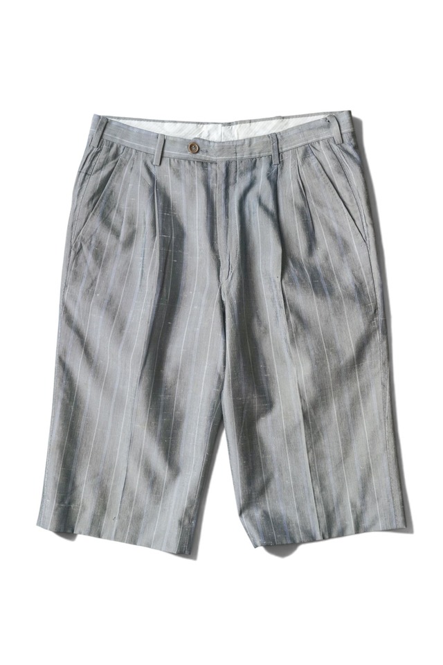 80's Anonymous Shangtung Fabric Stripe Pattern 2-Tack Short Slacks