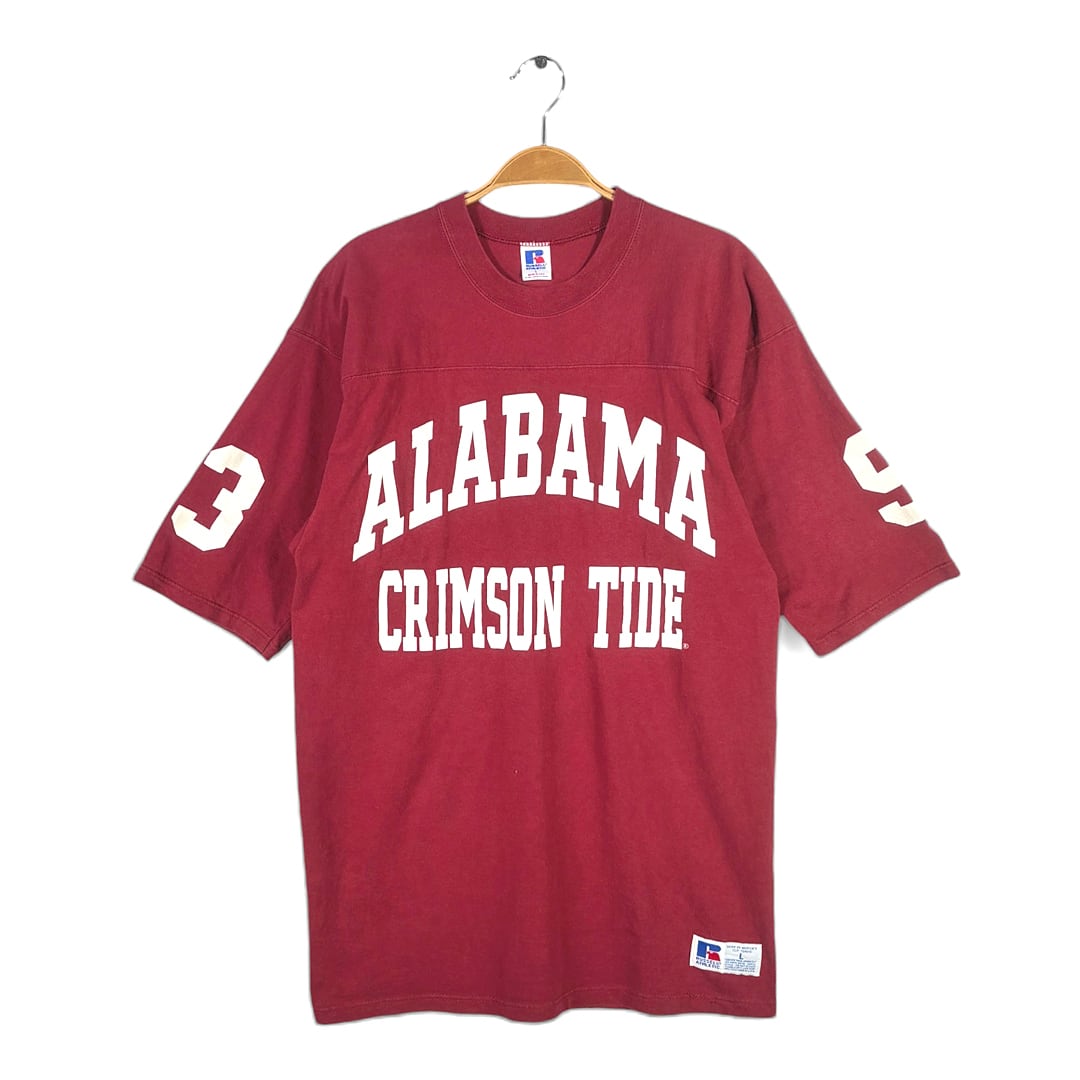 90s ラッセル USA製 ヴィンテージ フットボールTシャツ ナンバリング カレッジ バーガンディー ALABAMA サイズL RUSSELL 古着 BZ0500