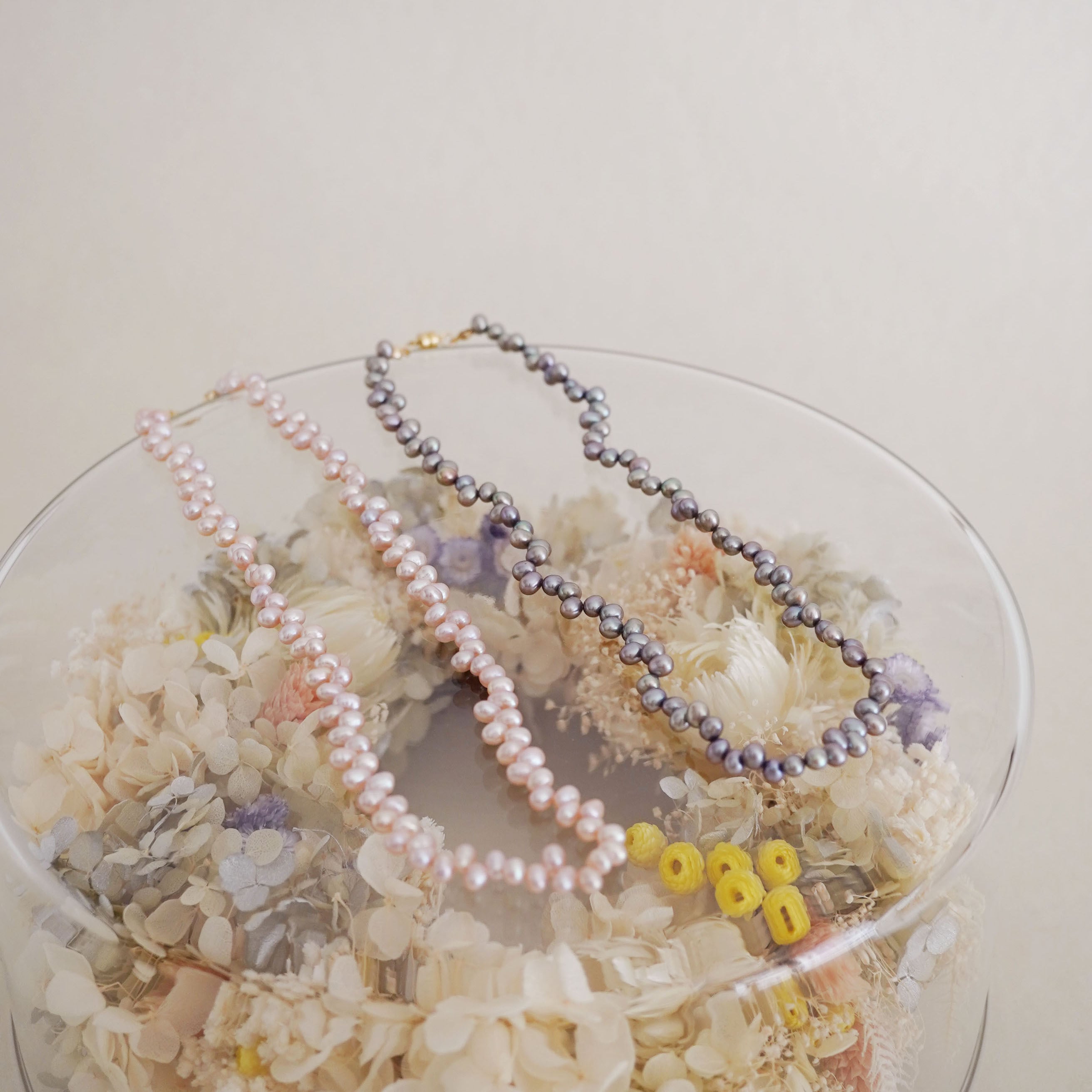 14kgf グレークレオパトラパールマグネットネックレス