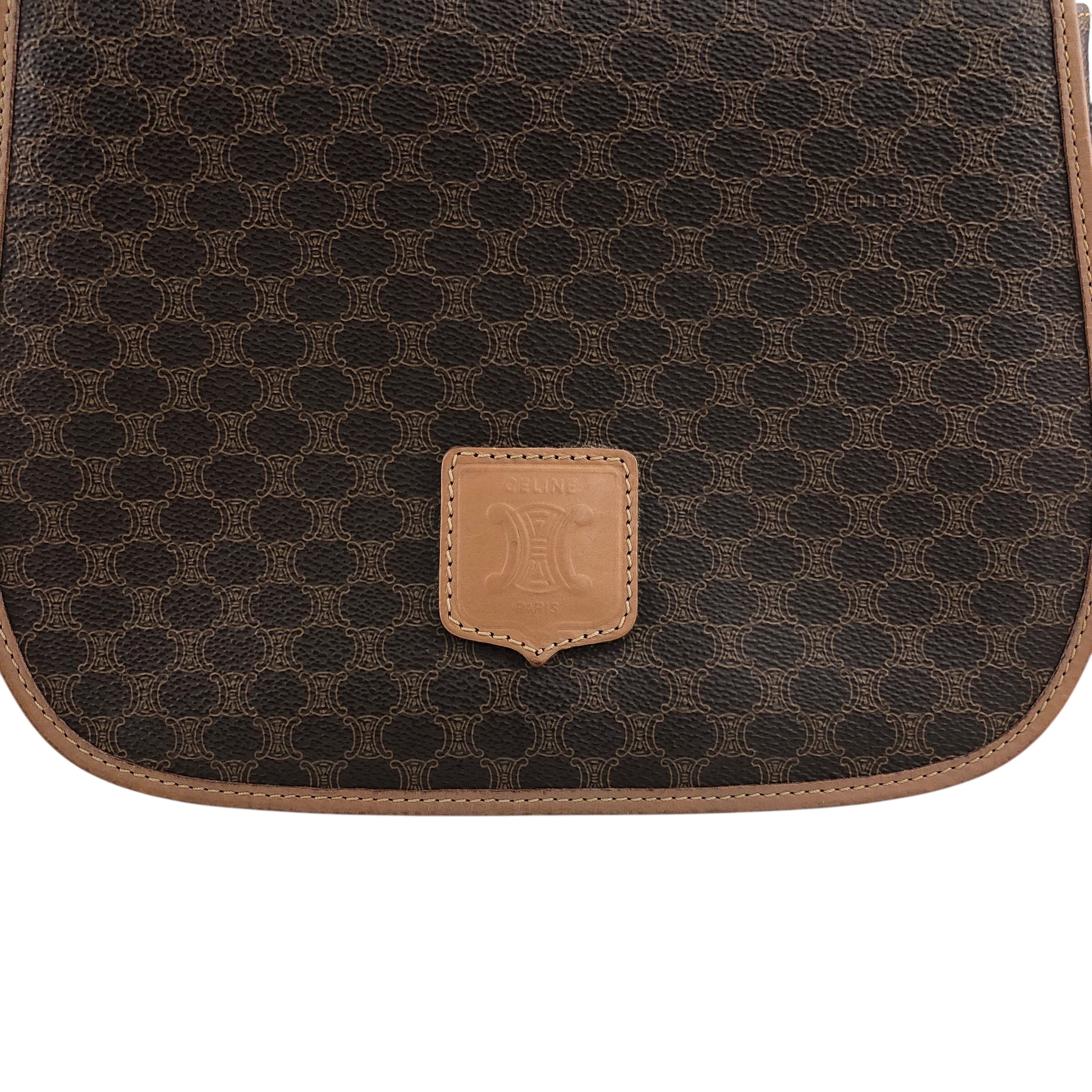 CELINE セリーヌ マカダム ショルダーバッグ ブラウン ブラゾン型押し