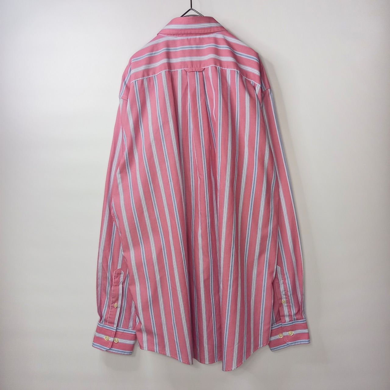 ノーティカ　防シワ　ストライプ　BDシャツ　ボタンダウン　長袖　刺繍ロゴ