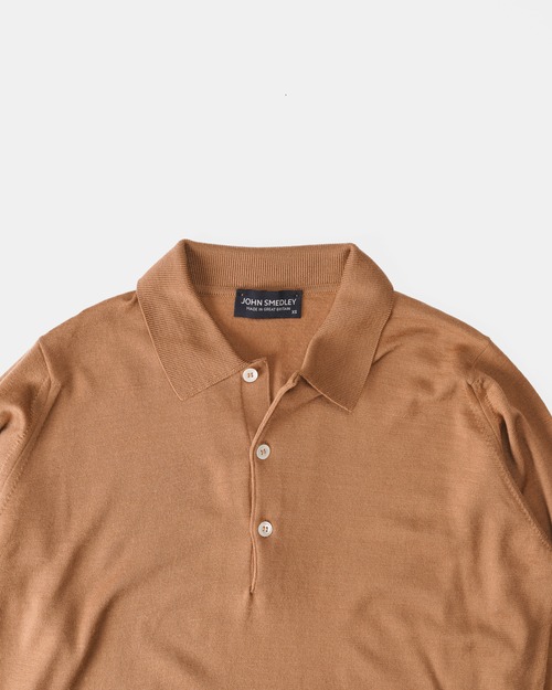 [1990s] "JOHN SMEDLEY" Extra Fine Merino Wool Knit Polo (Made in Great Britain)