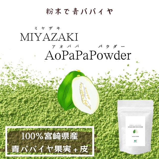 ＼手軽に青パパイヤ粉末／宮崎青パパイヤパウダー100g ②青パパイア果実＆皮タイプ
