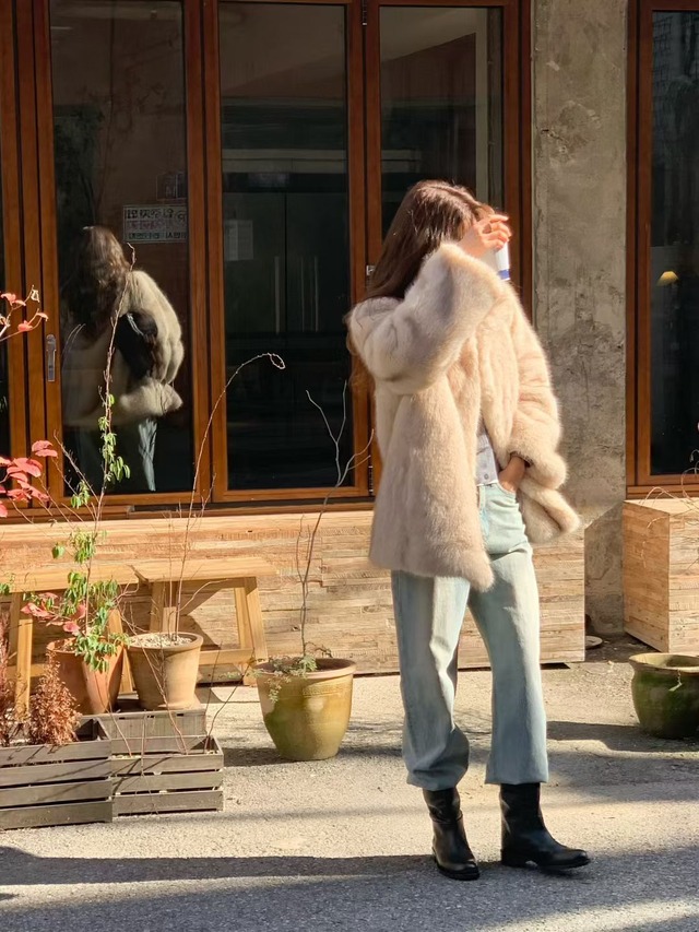 (予約) verveine / Birkin high neck linking soft fur jacket 1color