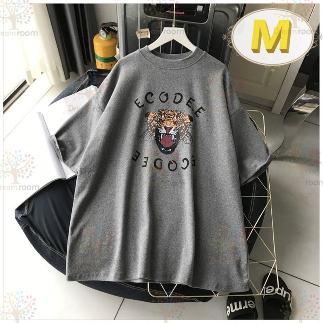 ユルっと可愛い！タイガー ビッグTシャツ 【グレー M】 大きいサイズ 