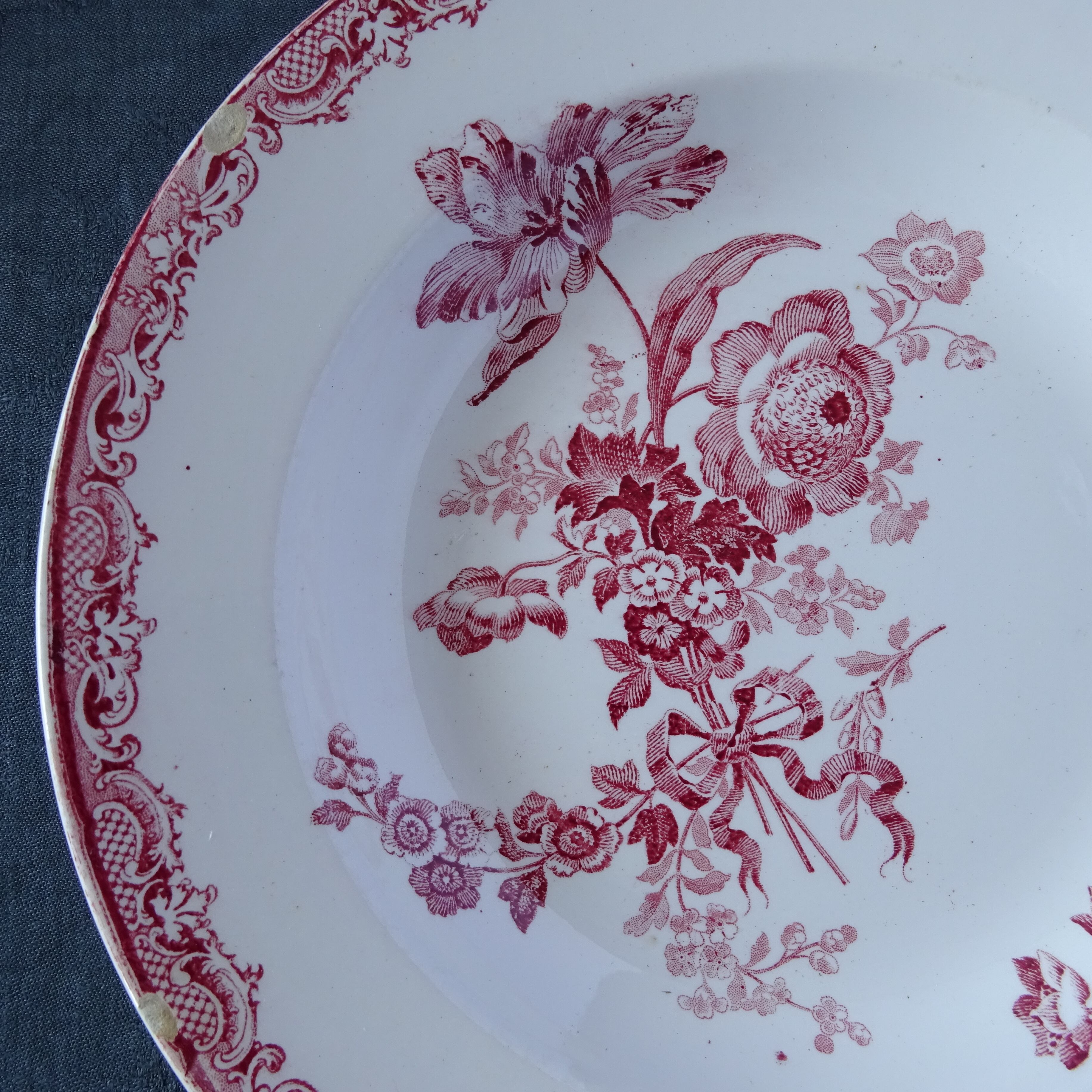 【 Épuisé 】【金継ぎ用】Sarreguemines＊modèle《FONTANGES》assiette creuse pour Kintsugi (E)