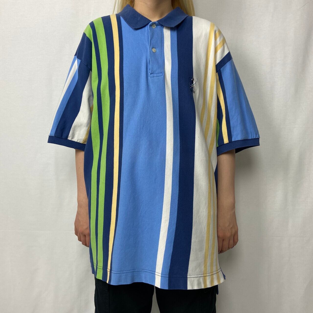 90s ノーティカ マルチボーダー 天竺 ポロシャツ XL NAUTICA