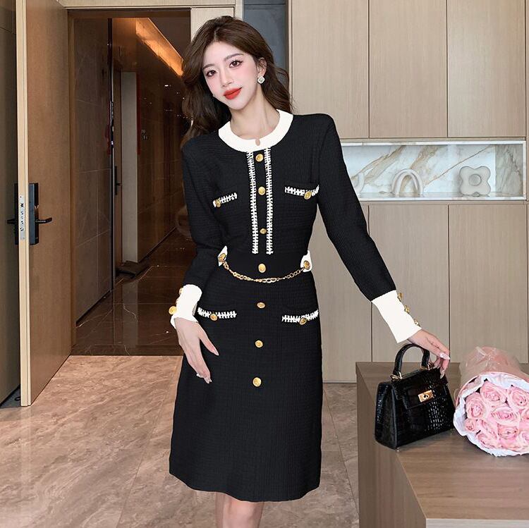 ミニドレス かわいい ひざ丈ドレス 新作 秋冬 ニット MY2-ZED888512GT513