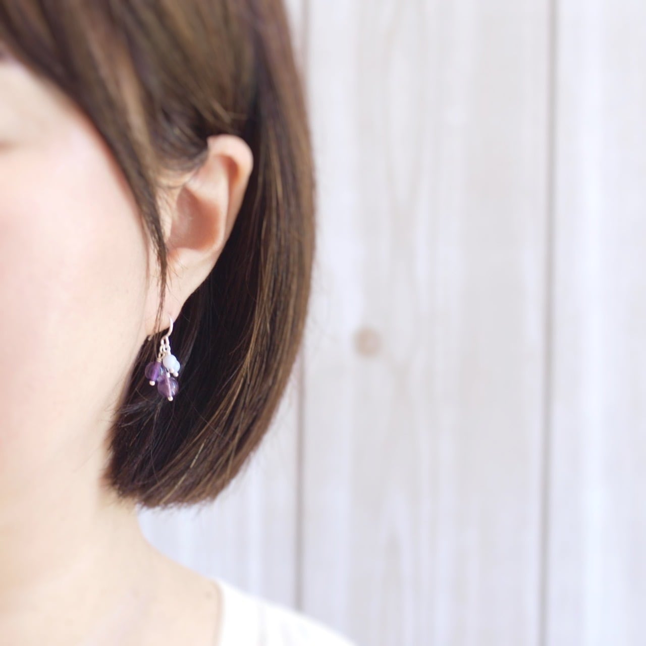 アメジスト＋パープルフローライト＋ブルーレースピアス（イヤリング