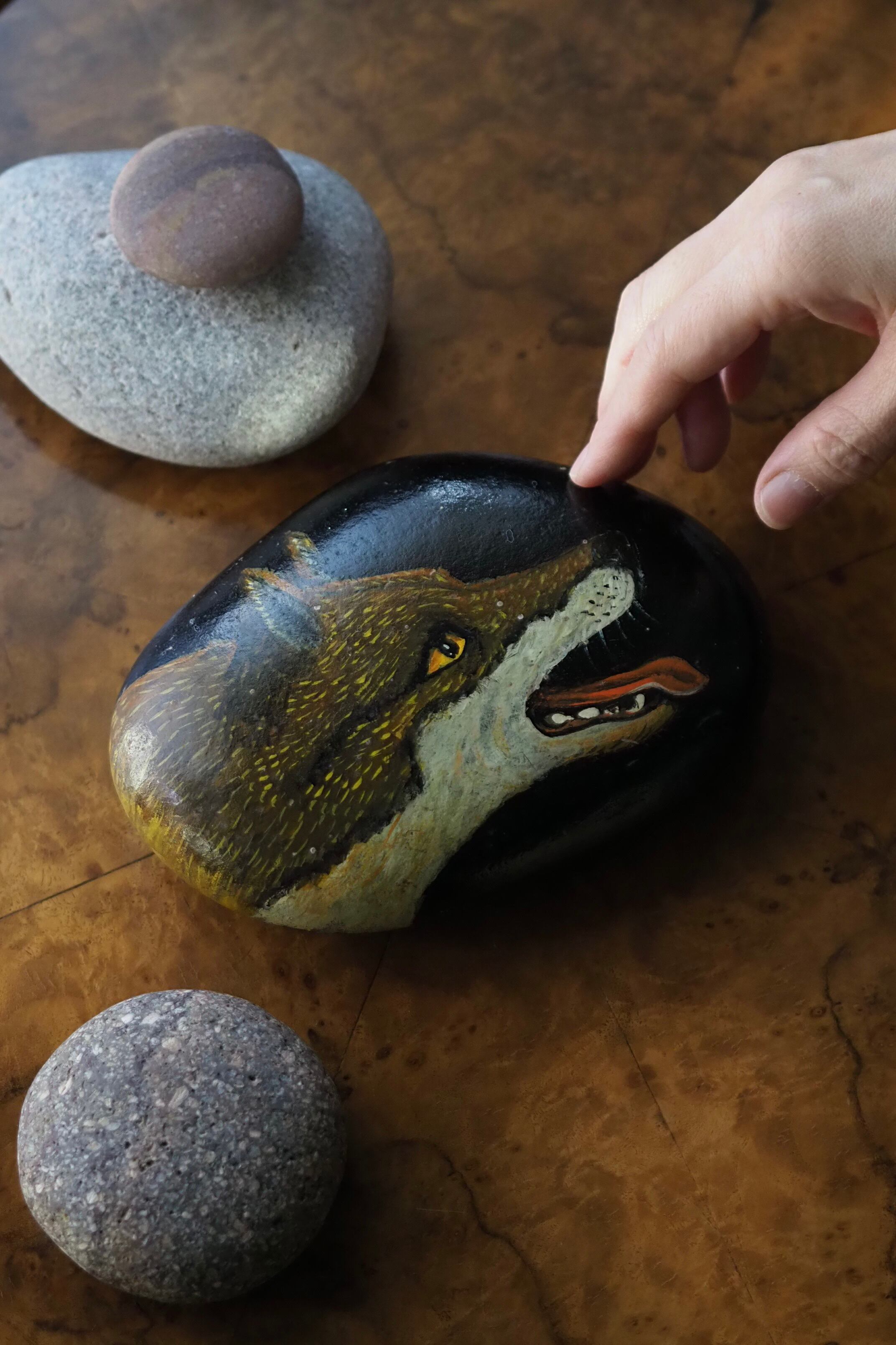 キツネの横顔 ストーンアート-vintage stone objet | アンティーク