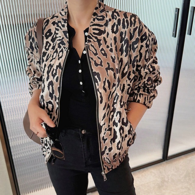 Animal Print Zip-up Jacket 00843