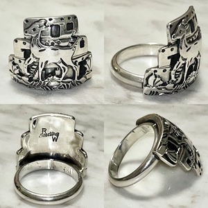 navajo deer motif silver ring