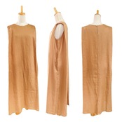 【Coloridas 】リネン タックノースリーブ ワンピース