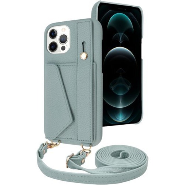 シズカウィル iPhone12 Pro Max ケース ショルダー カバー ショルダーストラップ アイファンデ5 ショルディー ストリートモード 1個入り パウダーブルー 2190