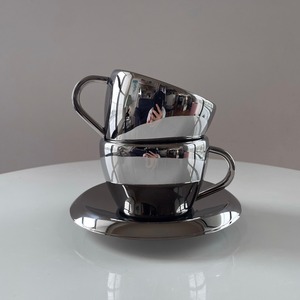 00s mirror stainless cup&saucer