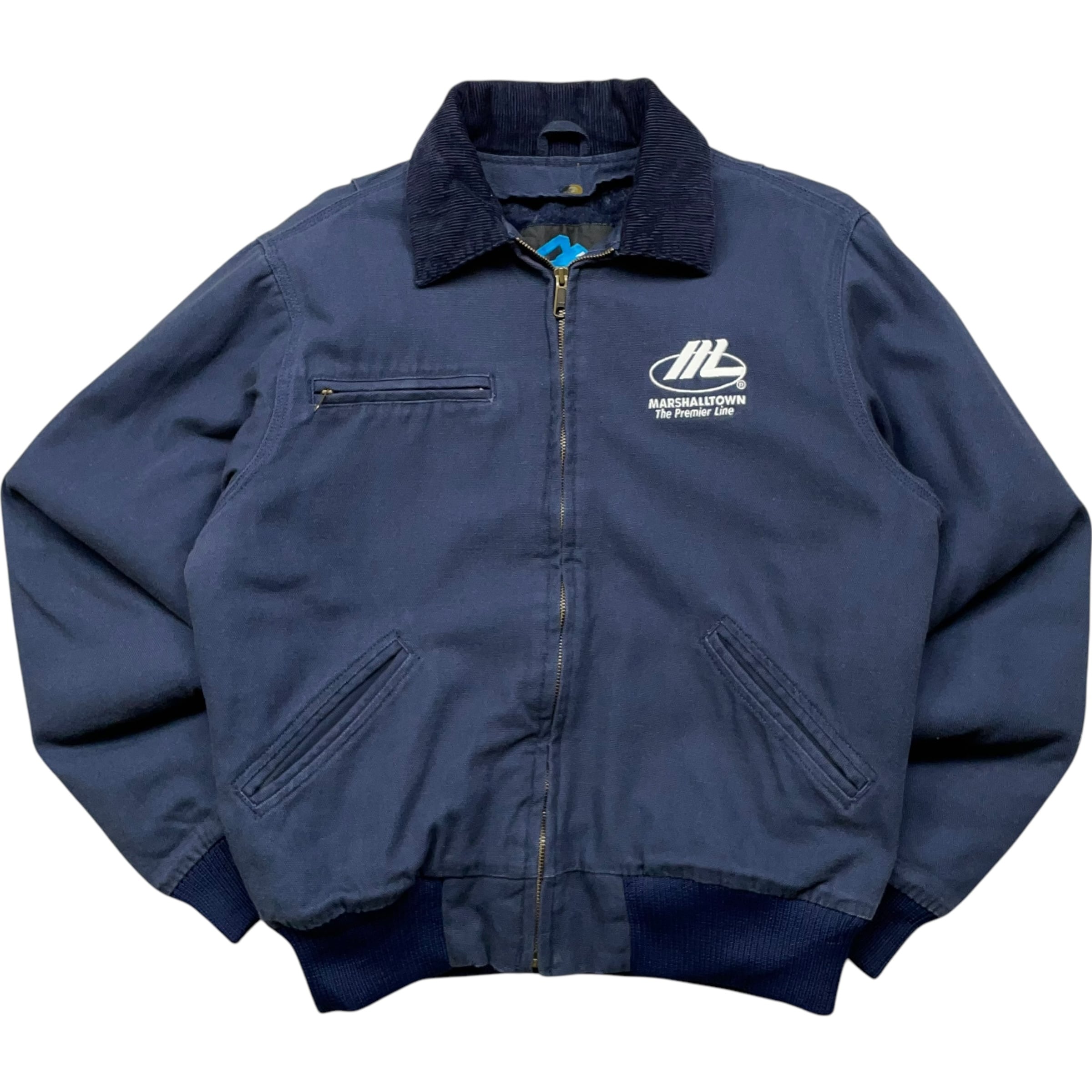 《S》 Tri-Mountain ダックジャケット 企業ロゴ 短丈 ネイビー no.5220