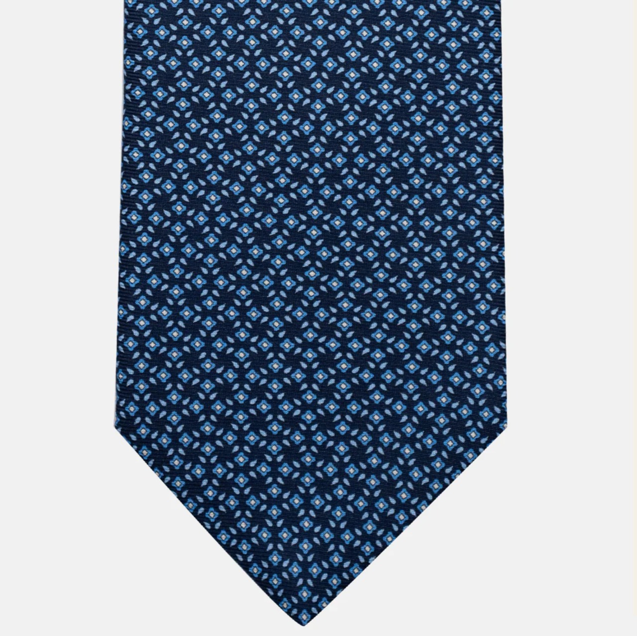 3-Fold Silk Tie, Floral Pattern, Light Blue - T56219B