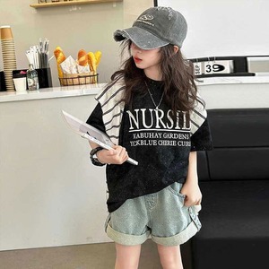 子供服 女の子 Tシャツ 半袖 春夏 韓国 おしゃれ かわいい ストリート アメカジ カジュアル プリント ロゴ ゆったり 大人可愛い 大人女子 【送料無料】