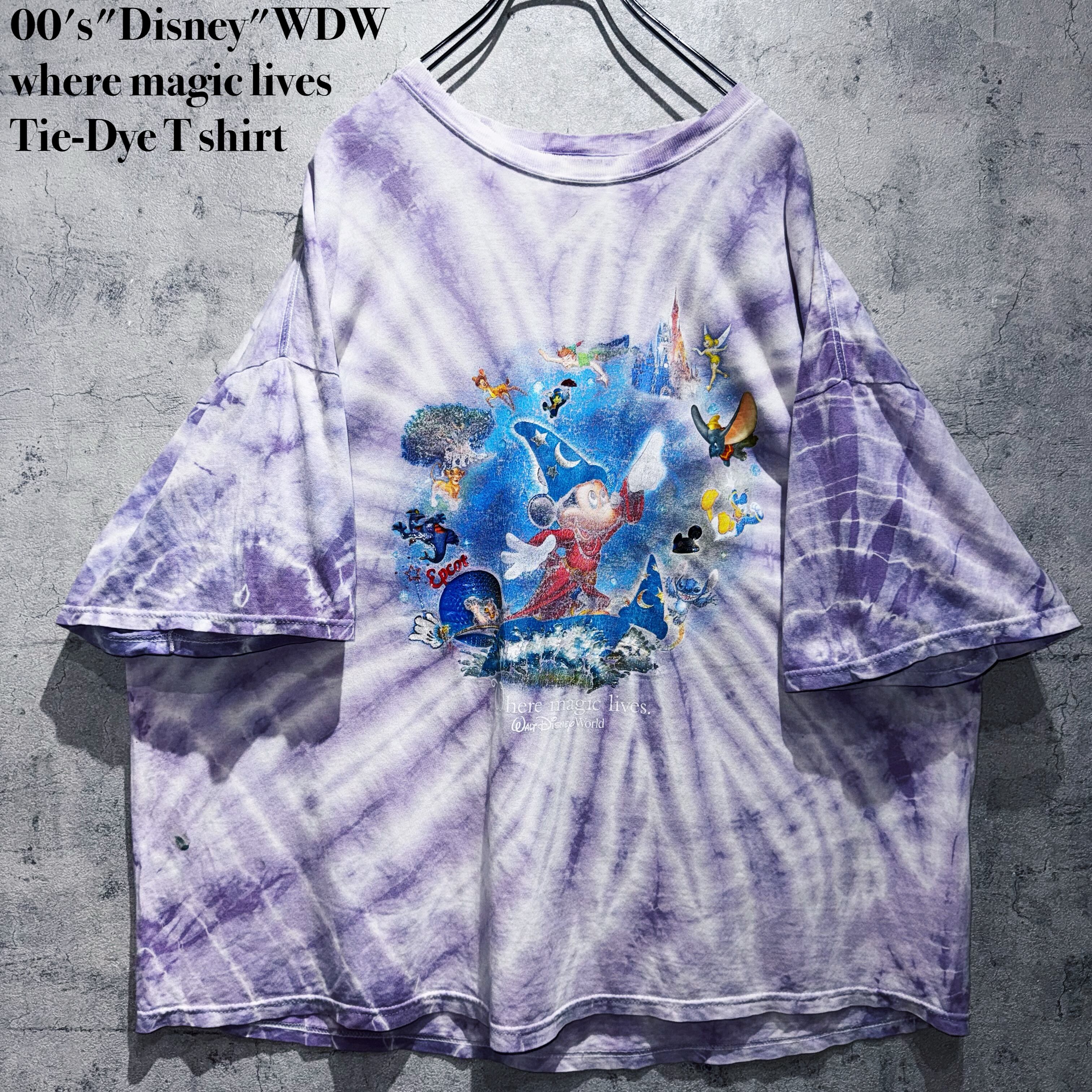 00's"Disney"WDW where magic lives Tie-Dye T shirt