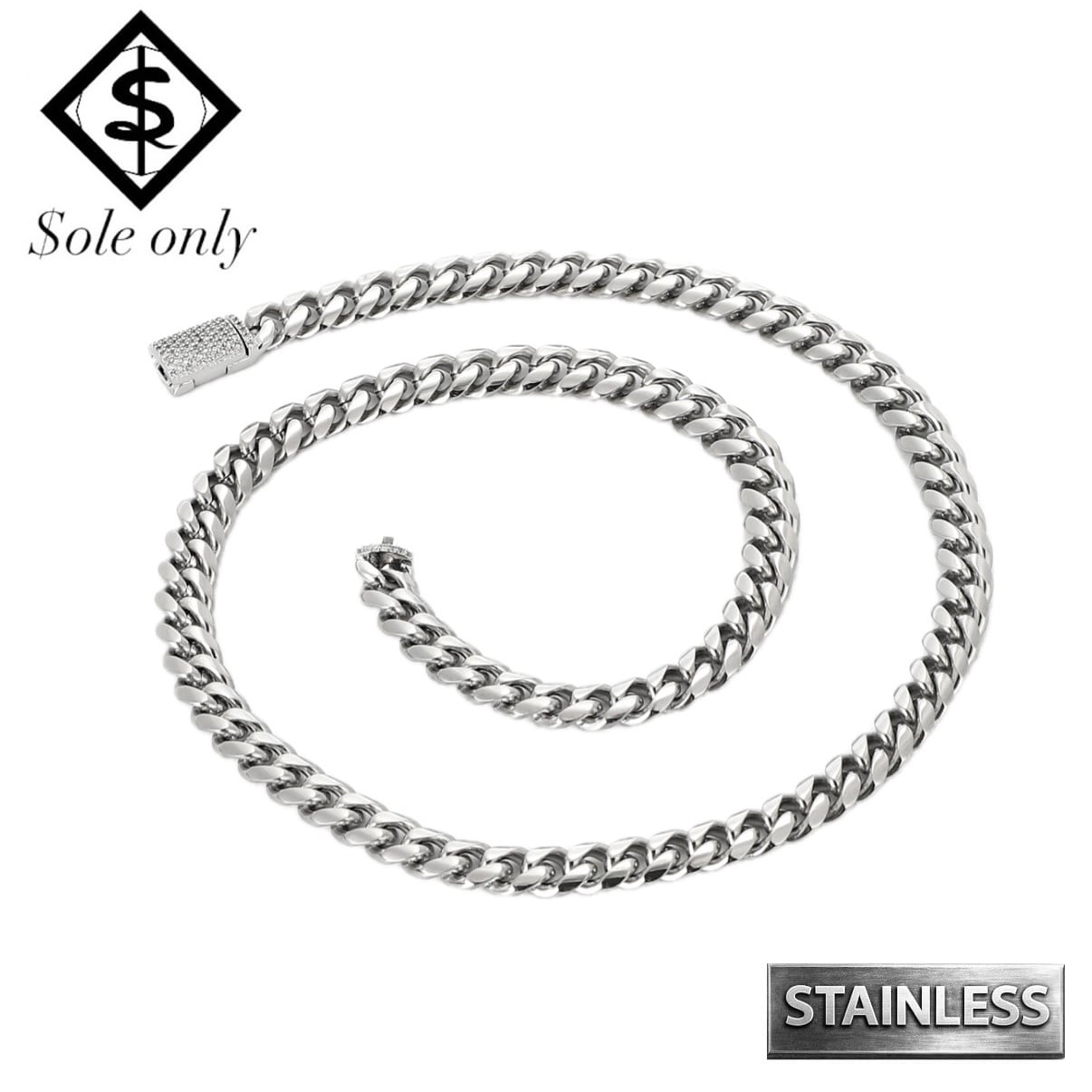 ole only S925 Silver CZ Diamond Tennis Chain Necklace 22inch 4mm