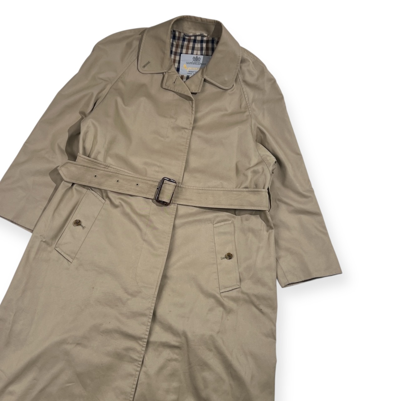 イングランド製 70s 80s Aquascutum Aqua5 アクアスキュータム ステンカラーコート /ベージュ系 メンズ ビンテージ