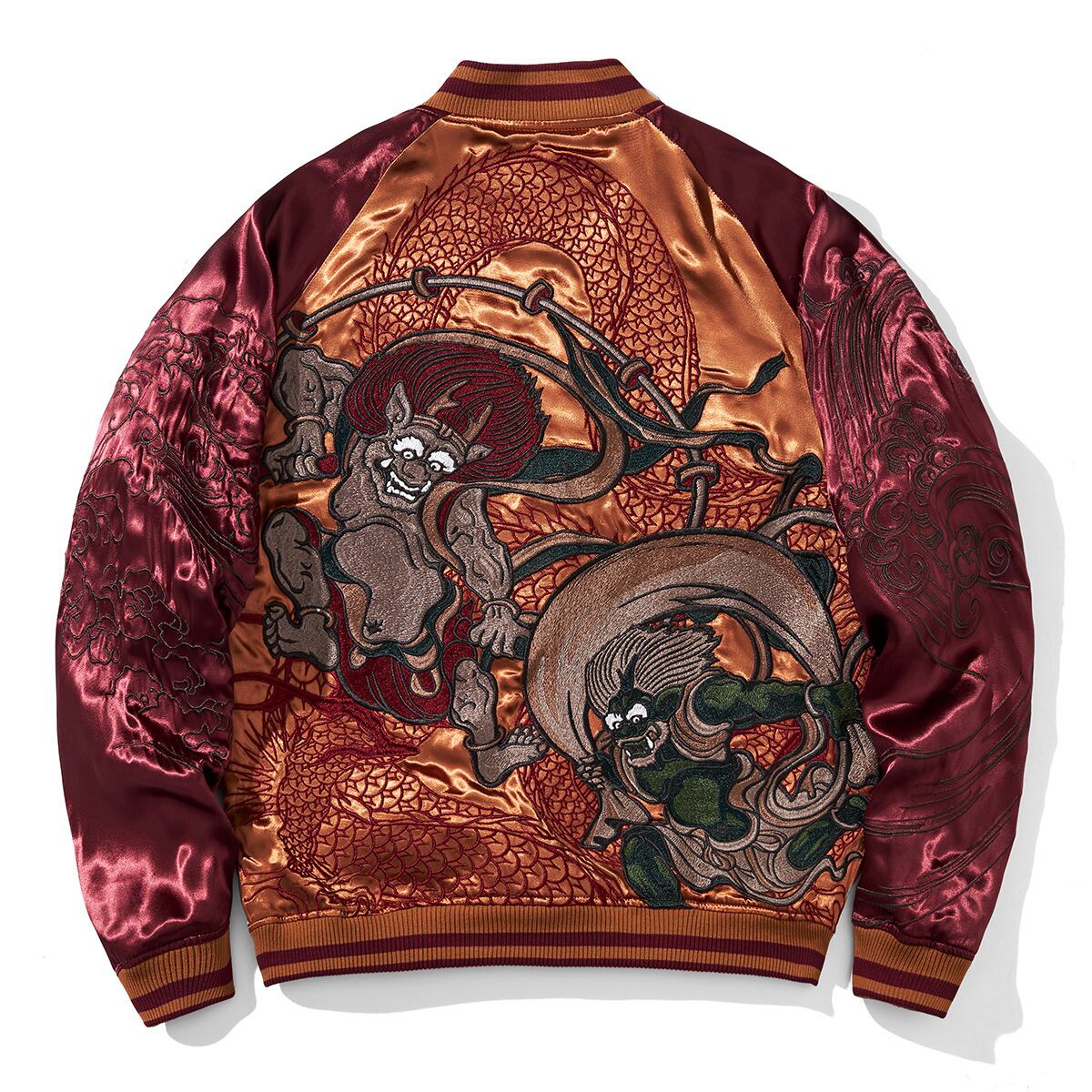 粋 古の龍桜リバーシブルスカジャン 絡繰魂 242056 和柄 和風 龍 刺繍